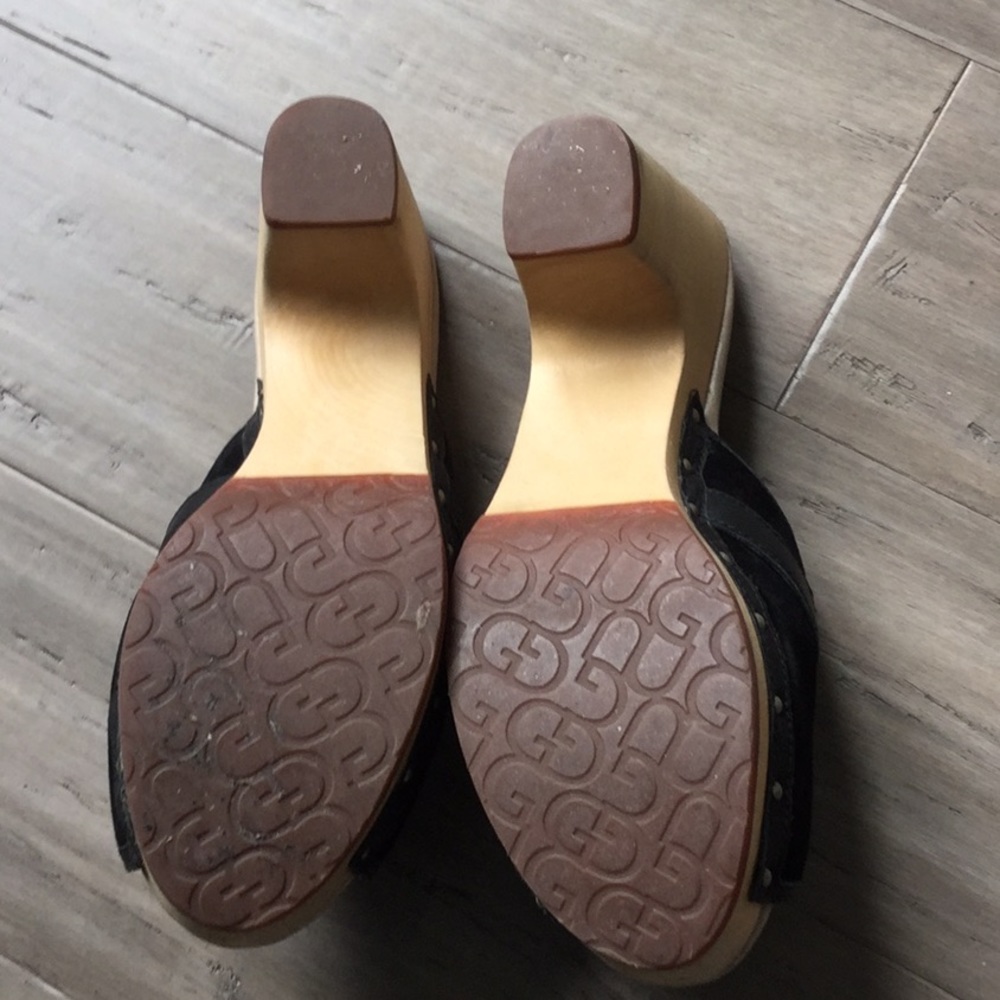 Ugg Open Toe Black Suede Clog Size 9 - image 2